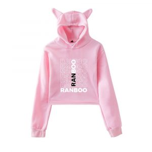 Ranboo Print Premium Cat Ear Crop Top Hoodie