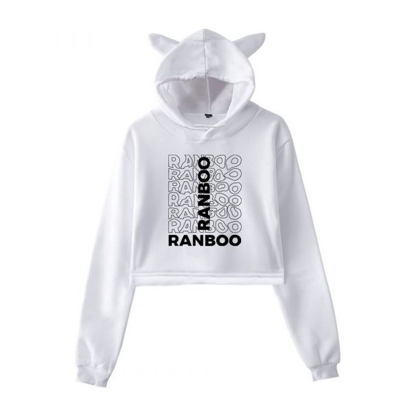 Ranboo Print Premium Cat Ear Crop Top Hoodie